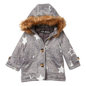 Steve Madden Girl's Faux Trim Star Print Baby Coat